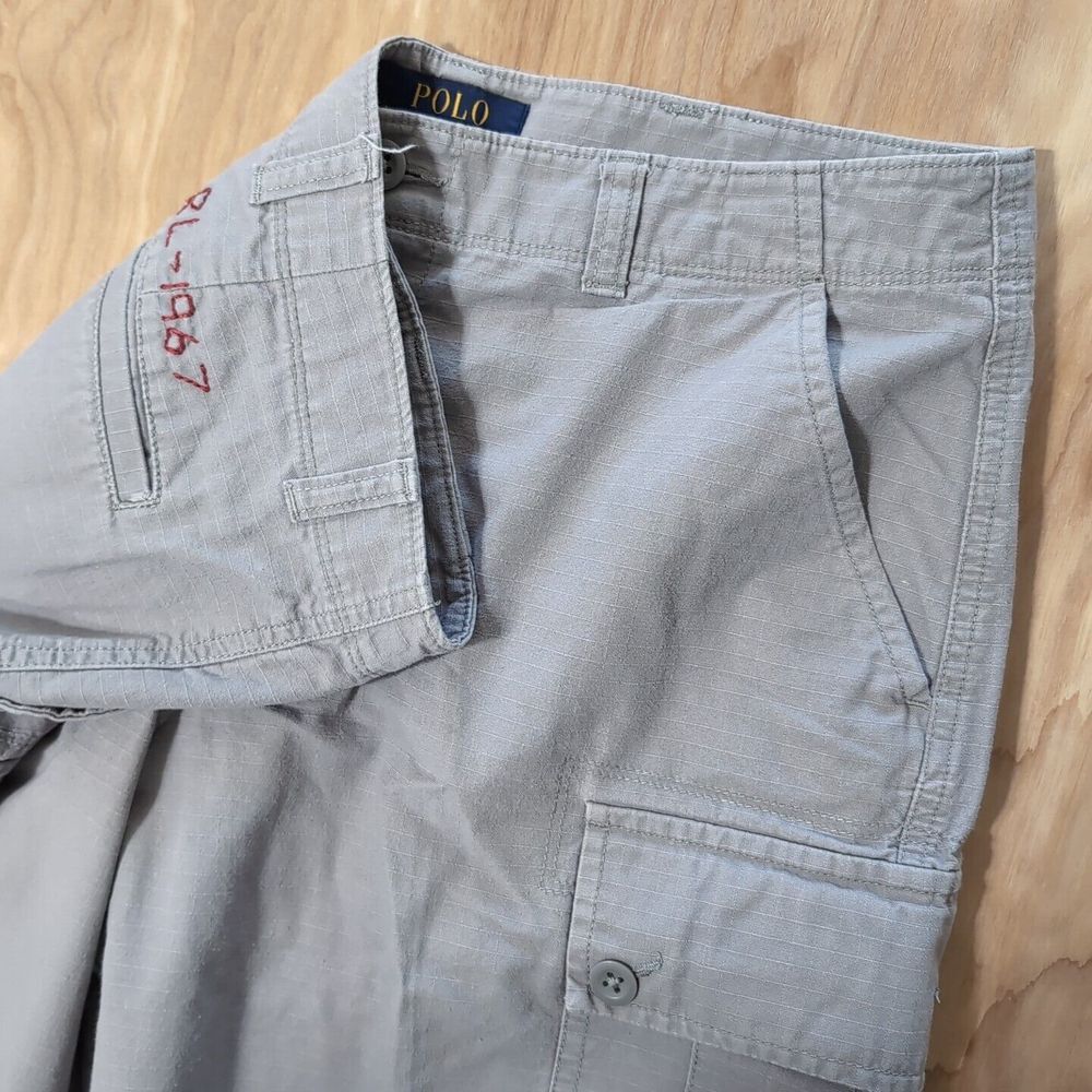 Polo‎ Ralph Lauren Boys Cotton Ripstop Cargo Shorts Size 18 Shorts Gray 30x11
